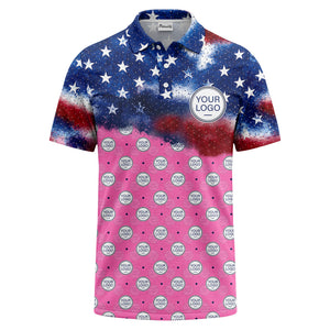 stars & stripes american flag custom logo all over print polo shirt