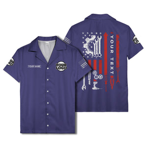 stars & stripes american flag custom logo patriotic hawaiian shirt