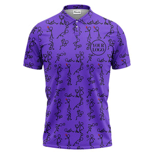 stick figure soccer players & balls cartoon polo shirt for men