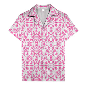 watercolor palm leaf repeat tropical hawaiian shirt for men