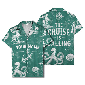 anchor octopus compass nautical adventure hawaiian shirt for men