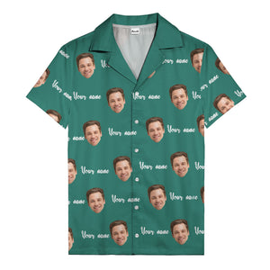 custom face portrait & personalized text repeat hawaiian shirt