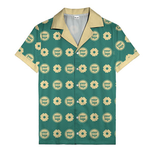 custom logo daisy repeat pattern hawaiian shirt for men