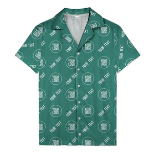 custom logo & text circle repeat black white hawaiian shirt for men