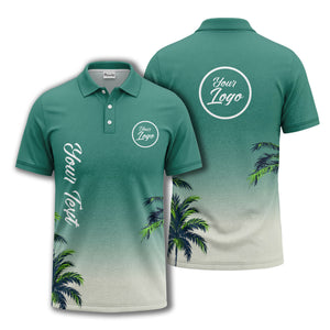 gradient fade palm trees silhouette polo shirt with custom text