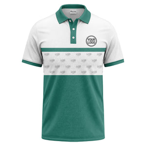 monochrome custom logo repeat stripe polo shirt for men