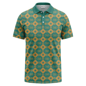 monogrammed gold black diamond repeat luxury polo shirt