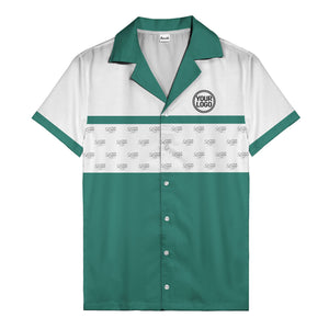 retro bowling custom logo repeat hawaiian shirt for men