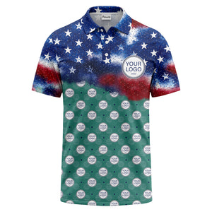 stars & stripes american flag custom logo all over print polo shirt