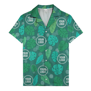 watercolor monstera leaf repeat & signature logo hawaiian shirt