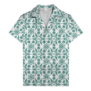 watercolor palm leaf repeat tropical hawaiian shirt for men
