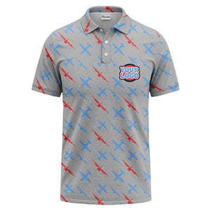 airplane silhouette repeat aviation graphic polo shirt for men