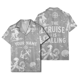 anchor octopus compass nautical adventure hawaiian shirt for men