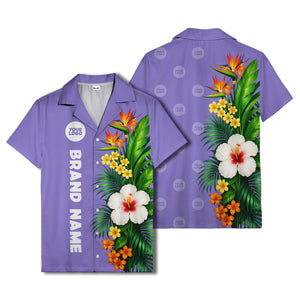 bird of paradise & hibiscus hawaiian shirt with palm leaves