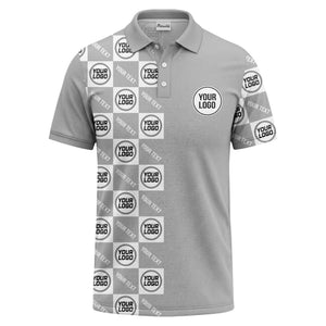checkerboard repeat logo text black white customizable polo shirt