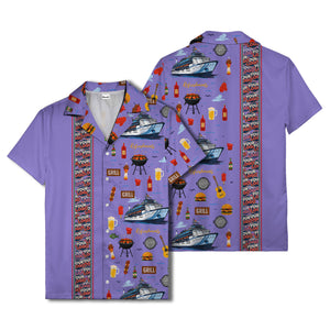 cruise ship grill & refreshments fun cartoon hawaiian shirt for men