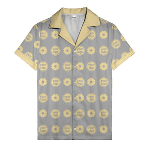 custom logo daisy repeat pattern hawaiian shirt for men
