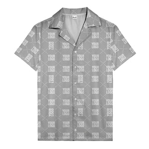 custom logo diamond repeat monochrome hawaiian shirt for men