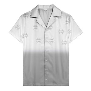custom logo ombre gradient black white hawaiian shirt