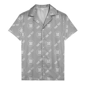 custom logo & text circle repeat black white hawaiian shirt for men