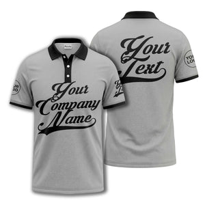 custom script logo corporate casual polo shirt for men