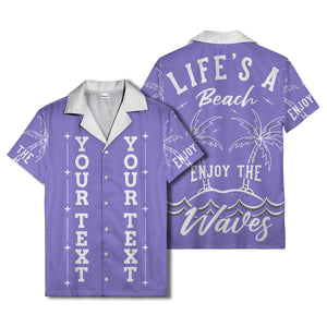 customizable text palm trees & stars graphic hawaiian shirt for men