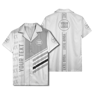 diagonal stripes custom logo repeat graphic hawaiian shirt