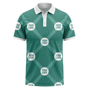 diagonal stripes & repeating custom logo polo shirt for men