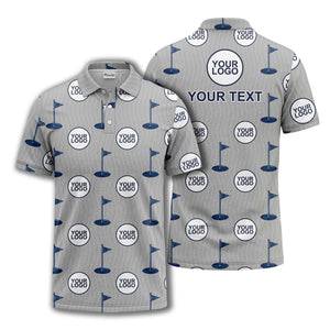 golf flag logo repeat pattern country club golf polo shirt