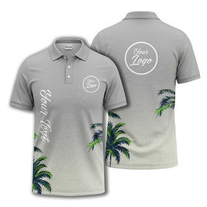gradient fade palm trees silhouette polo shirt with custom text