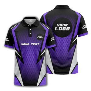 hexagonal grid geometric lines modern tech-inspired polo shirt