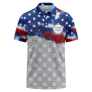 stars & stripes american flag custom logo all over print polo shirt