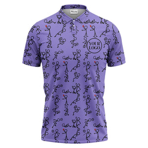 stick figure soccer players & balls cartoon polo shirt for men