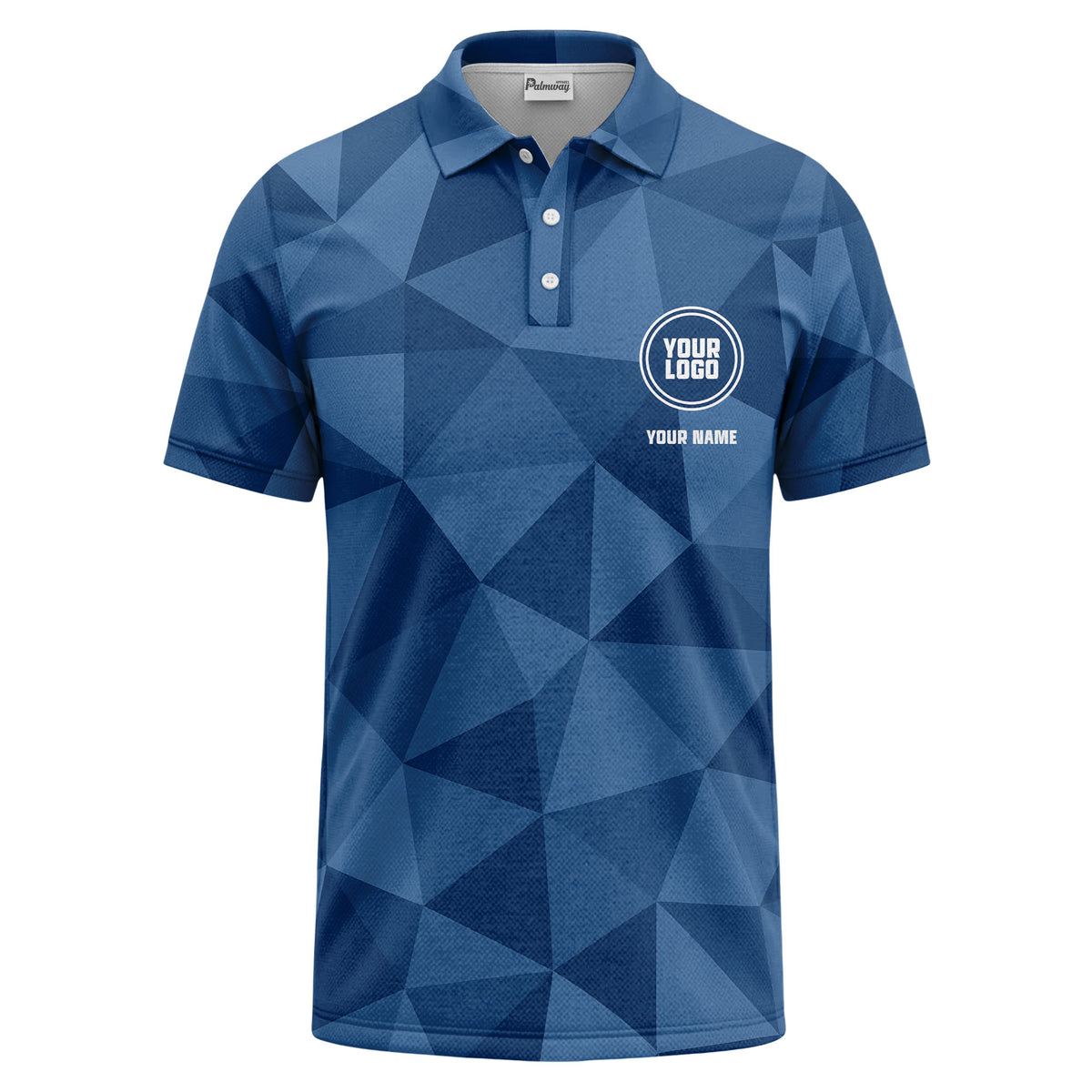 Custom Geometric Triangle Mosaic All-Over Print Short Sleeve Polo Shirt - Personalized Name & Logo Athletic Golf Polo