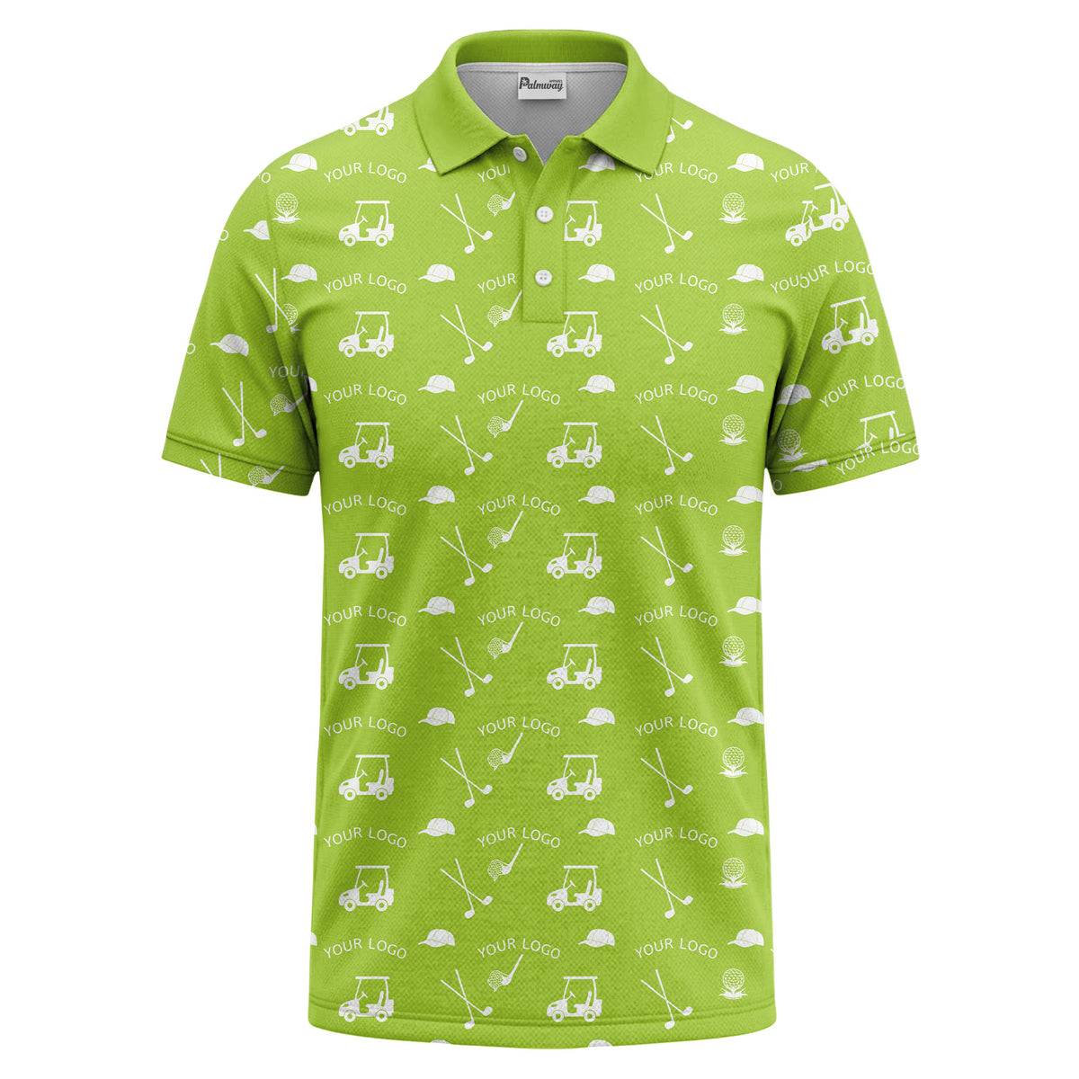 Custom Golf Icons All-Over Print Short Sleeve Polo Shirt - Personalized Logo Athletic Golf Polo