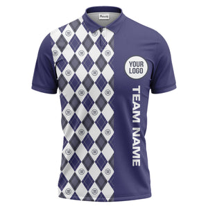 argyle diamond black white polo shirt with custom team logo for men
