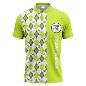 argyle diamond black white polo shirt with custom team logo for men