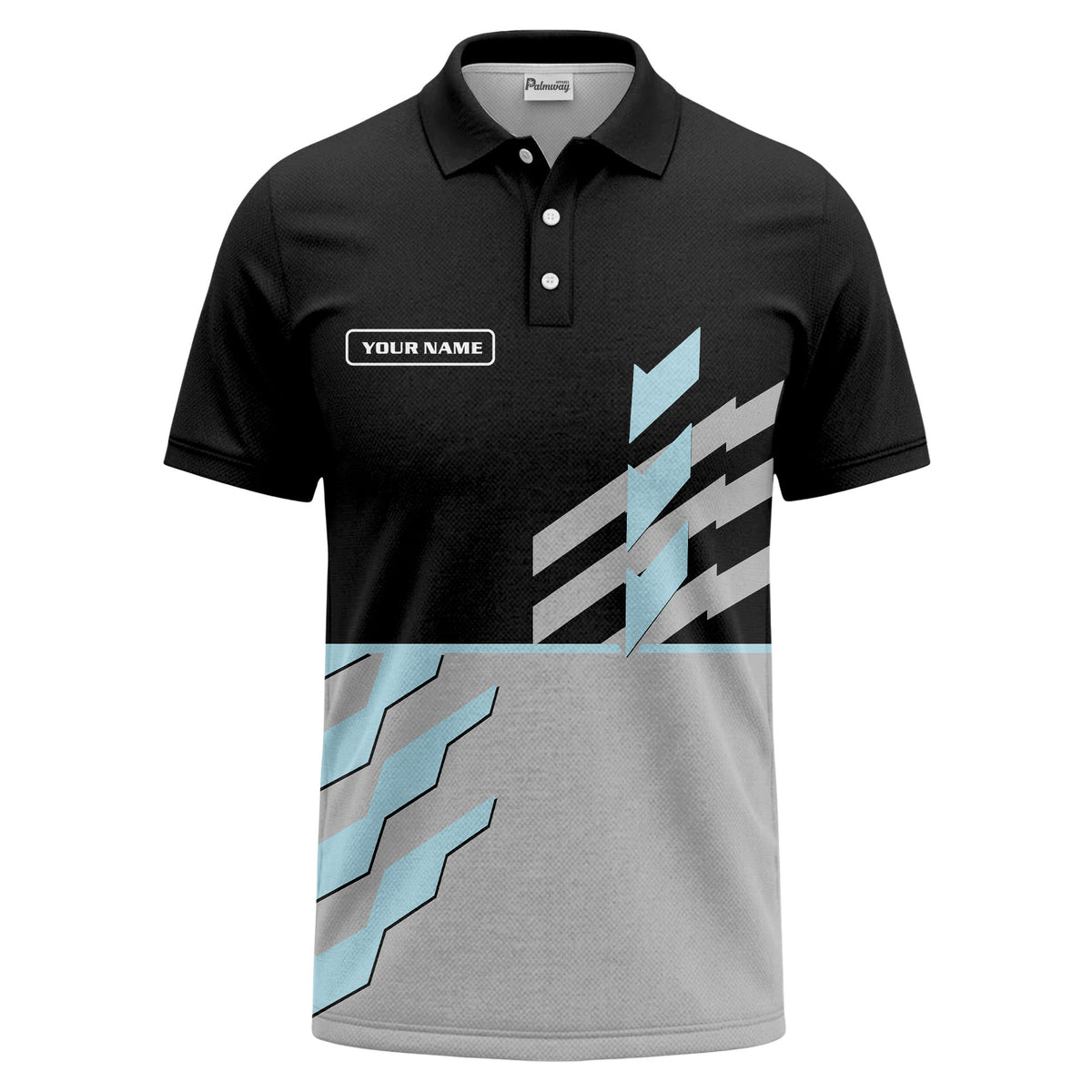 Custom Corporate Polo Shirt – Black & Gray Geometric Personalized Company Logo Team Polo