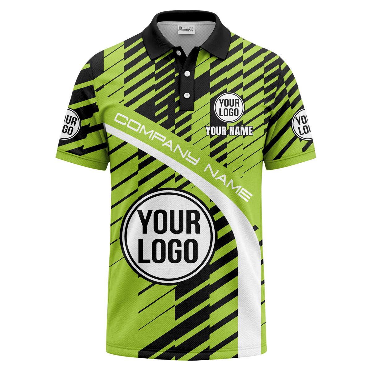 Custom Abstract Speed Stripe Graphic Short Sleeve Polo Shirt - Personalized Name & Logo Athletic Golf Polo