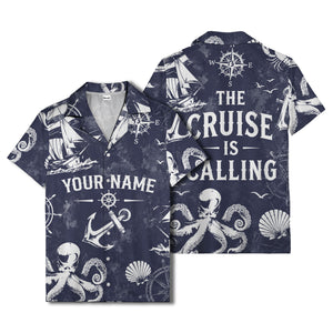 anchor octopus compass nautical adventure hawaiian shirt for men