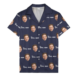 custom face portrait & personalized text repeat hawaiian shirt