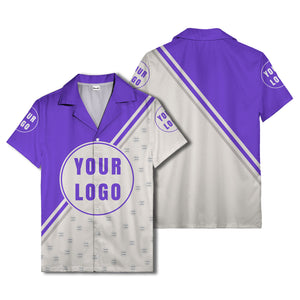 custom logo circles & diagonal stripes minimalist hawaiian shirt for men