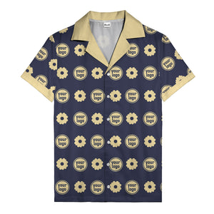 custom logo daisy repeat pattern hawaiian shirt for men