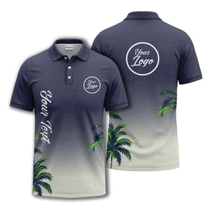 gradient fade palm trees silhouette polo shirt with custom text