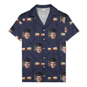 graduation caps diplomas & custom faces hawaiian shirt