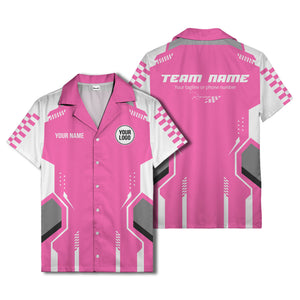 hexagon checkerboard geometric fusion hawaiian shirt for men