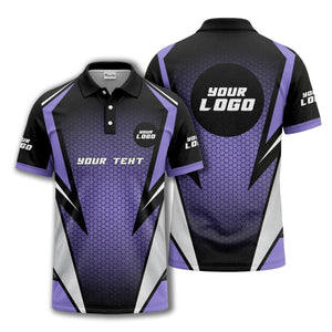 hexagonal grid geometric lines modern tech-inspired polo shirt