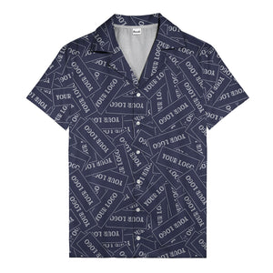 monochrome your logo repeat text graphic hawaiian shirt for men