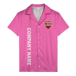 shield logo & vertical text customizable corporate hawaiian shirt
