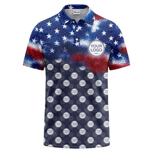 stars & stripes american flag custom logo all over print polo shirt